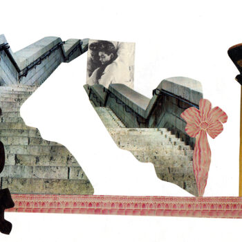 Collages intitolato "Sur les marches de…" da Denis Reitz, Opera d'arte originale