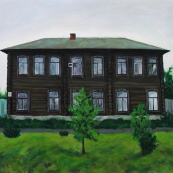 Painting titled "Барак" by Denis Rusakov, Original Artwork, Acrylic Mounted on Wood Stretcher frame