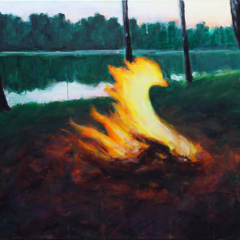 Картина под названием "Встреча с драконом" - Денис Русаков, Подлинное произведение искусства, Акрил Установлен на Деревянная…