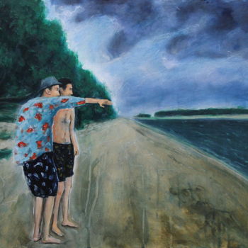 제목이 "От куда дует ветер?"인 미술작품 Денис Русаков로, 원작, 아크릴 나무 들것 프레임에 장착됨