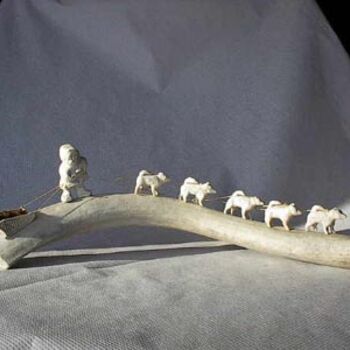Skulptur mit dem Titel "Attelage de chiens" von Denis St-Pierre, Original-Kunstwerk