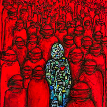 Картина под названием "Être soi #4" - Denis Vincent, Подлинное произведение искусства, Акрил Установлен на Деревянная рама д…