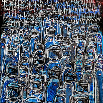 제목이 "État Policier #1"인 미술작품 Denis Vincent로, 원작, 아크릴 나무 들것 프레임에 장착됨