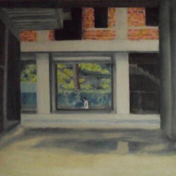 Painting titled "In construction." by Denisa Paho, Original Artwork, Oil