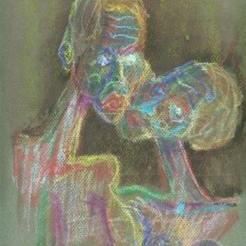 Pittura intitolato "le baiser ?" da Denis Bonnes, Opera d'arte originale, Olio