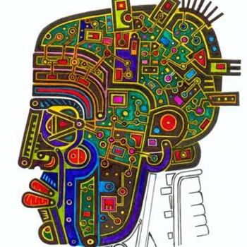 Digitale Kunst mit dem Titel "tête de robot" von Denis Bonnes, Original-Kunstwerk