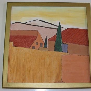 Peinture intitulée "Paysage au cyprès" par Denis Demouge, Œuvre d'art originale