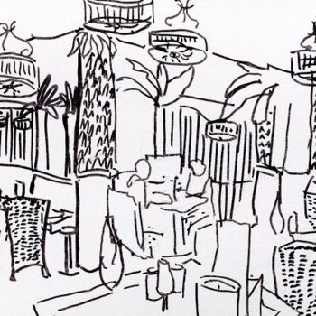 Dibujo titulada "Trouville, Restaura…" por Denis Demouge, Obra de arte original