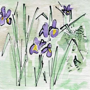Desenho intitulada "Iris d'Eugénie les…" por Denis Demouge, Obras de arte originais