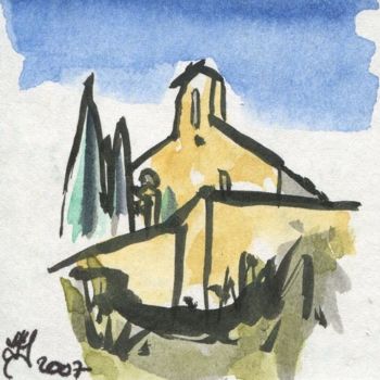 Drawing titled "Chapelle du Barroux…" by Denis Demouge, Original Artwork