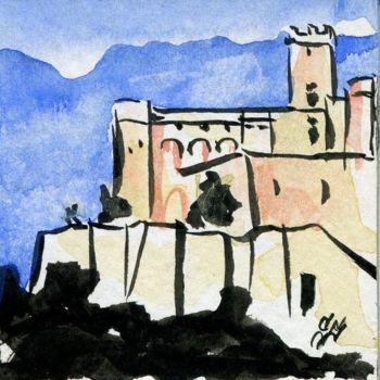 Dessin intitulée "Château du Barroux,…" par Denis Demouge, Œuvre d'art originale