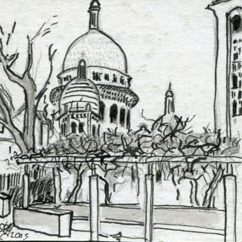 Zeichnungen mit dem Titel "Eglise du Sacré coe…" von Denis Demouge, Original-Kunstwerk, Andere