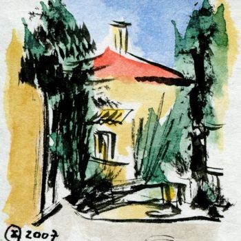 Dessin intitulée "Rue du Barroux, Pro…" par Denis Demouge, Œuvre d'art originale