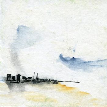 Dessin intitulée "Normandie : la plag…" par Denis Demouge, Œuvre d'art originale
