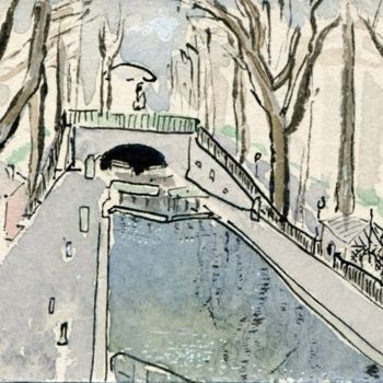 Drawing titled "Paris, Canal St Mar…" by Denis Demouge, Original Artwork, Other