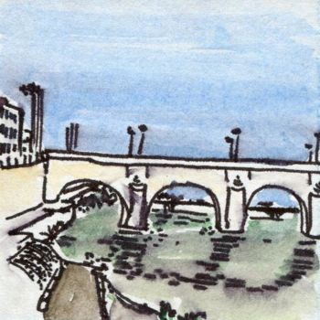 Tekening getiteld "Saumur, sur les qua…" door Denis Demouge, Origineel Kunstwerk