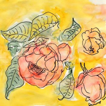 Zeichnungen mit dem Titel "Les roses du jardin" von Denis Demouge, Original-Kunstwerk