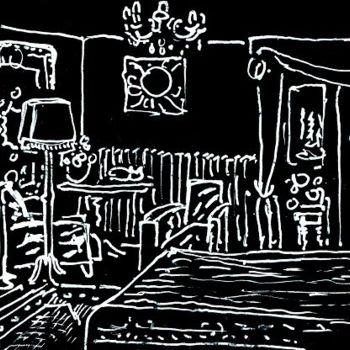 Dessin intitulée "Chambre d'amis" par Denis Demouge, Œuvre d'art originale