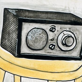 Dibujo titulada "La radio de la Vagu…" por Denis Demouge, Obra de arte original