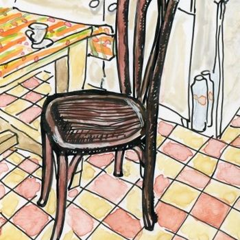 Dibujo titulada "Une chaise dans la…" por Denis Demouge, Obra de arte original