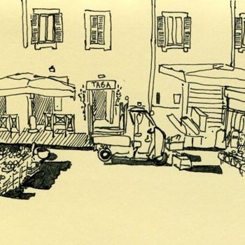 Drawing titled "Campo dei fiori à R…" by Denis Demouge, Original Artwork, Other