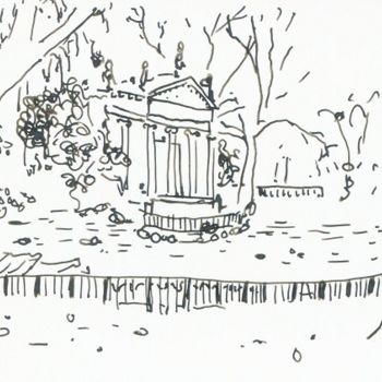 Dibujo titulada "Dans le parc de la…" por Denis Demouge, Obra de arte original, Otro