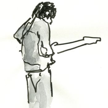 Drawing titled "Guitariste bordelai…" by Denis Demouge, Original Artwork
