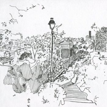 Drawing titled "Paris square Louise…" by Denis Demouge, Original Artwork