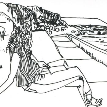 Dibujo titulada "Manoue lit à la pla…" por Denis Demouge, Obra de arte original