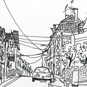 Desenho intitulada "Rue Georges Clémenc…" por Denis Demouge, Obras de arte originais
