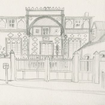 Dibujo titulada "Villa persane, Trou…" por Denis Demouge, Obra de arte original