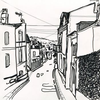Рисунок под названием "Rue Tarale, Trouvil…" - Denis Demouge, Подлинное произведение искусства