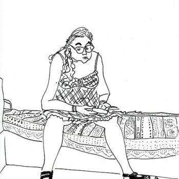 Drawing titled "Suzanne lit au Barr…" by Denis Demouge, Original Artwork