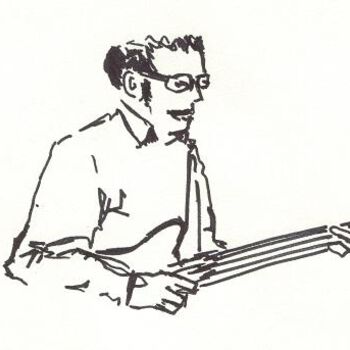 Desenho intitulada "Paul Jarret, guitar…" por Denis Demouge, Obras de arte originais