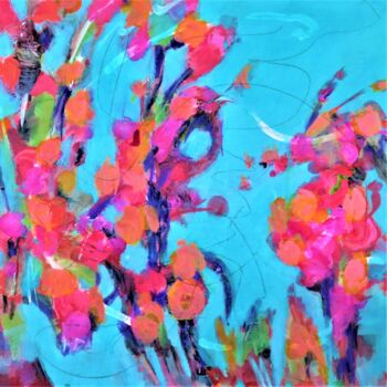 绘画 标题为“Blossoms2” 由Denise Campbell, 原创艺术品, 丙烯 安装在木板上