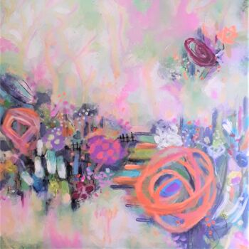 Painting titled "Spring Garden" by Denise Campbell, Original Artwork, Acrylic