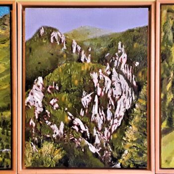 Schilderij getiteld "The Pyrenees Mounta…" door Denise Campbell, Origineel Kunstwerk, Olie Gemonteerd op Houten paneel