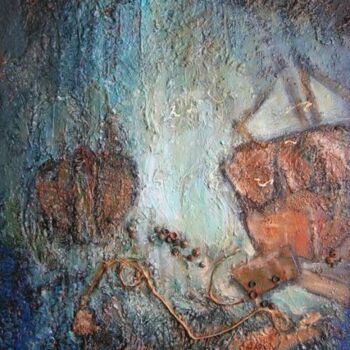 Peinture intitulée "Épave de chalutier…" par Denise Faucher, Œuvre d'art originale, Huile