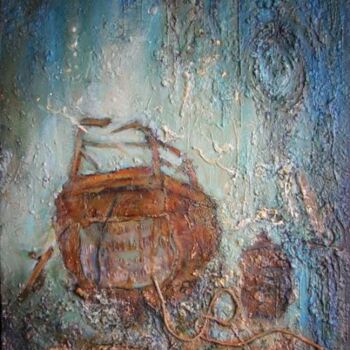 Peinture intitulée "Épave de chalutier…" par Denise Faucher, Œuvre d'art originale, Huile