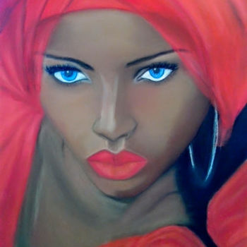 Painting titled "africaine et turban…" by Denise Félicité, Original Artwork