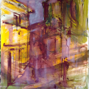 Painting titled "paesaggio-urbano" by Denise Gemin, Original Artwork, Oil