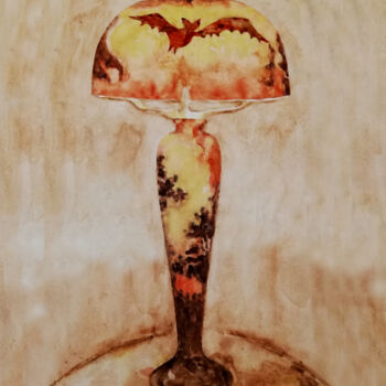 Peinture intitulée "Gallé lamp.jpg" par Denise Gemin, Œuvre d'art originale, Aquarelle