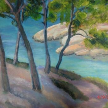 Painting titled "Calanques" by Denise Guilhaumon, Original Artwork