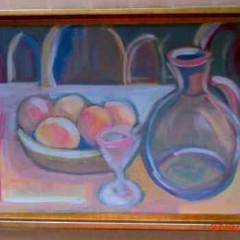 Malerei mit dem Titel "Fruits, carafe et v…" von Denise Guilhaumon, Original-Kunstwerk, Öl