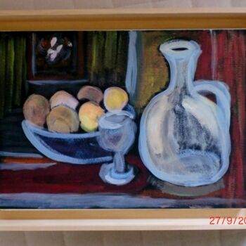Pintura intitulada "Verre carafe fruits…" por Denise Guilhaumon, Obras de arte originais