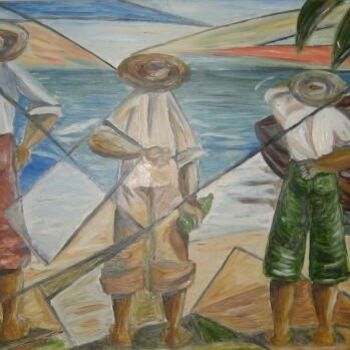 Painting titled "PESCADORES" by Denise Helena Ckless, Original Artwork