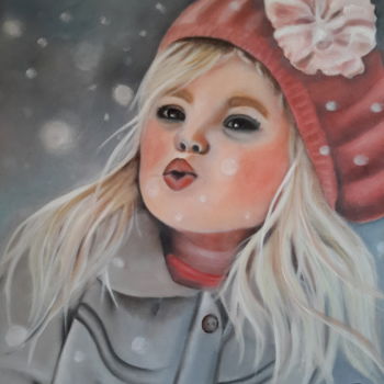 Pintura intitulada "Souffle de neige" por Denise-Jane Hosotte, Obras de arte originais, Óleo