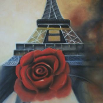 Peinture intitulée "La Tour Eiffel" par Denise-Jane Hosotte, Œuvre d'art originale, Huile