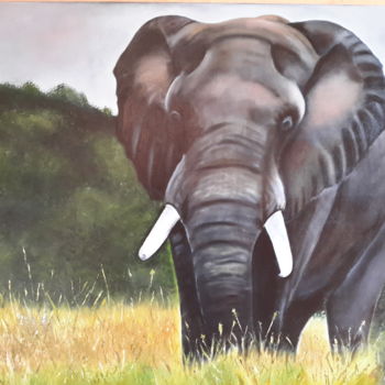 Pittura intitolato "L'éléphant" da Denise-Jane Hosotte, Opera d'arte originale, Olio