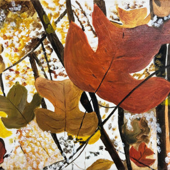 Peinture intitulée "Paysage d’automne" par Denise Latour, Œuvre d'art originale, Huile